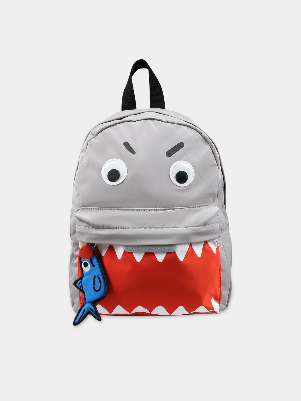 Gray backpack for baby boy with shark